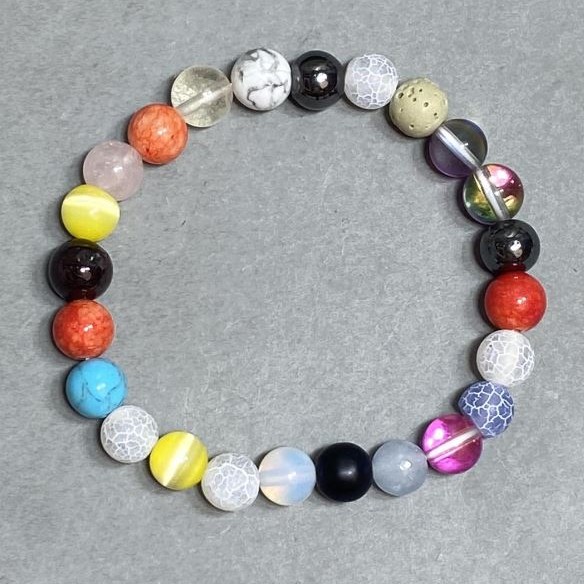 Opal Glass Bead Agate Coral Ball Bracelet 8mm +-, length 18cm +-/ stretch