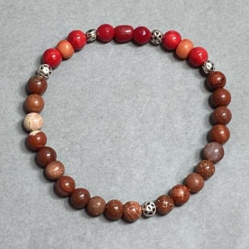 Bracelet Jasper (Autumn) Golden Sand Coral bead 6mm+-, length 18cm +- stretch