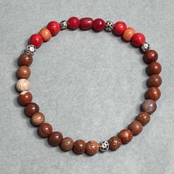 Bracelet Jasper (Autumn) Golden Sand Coral bead 6mm+-, length 18cm +- stretch