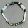 Bracelet Moss Agate Bead 6mm± Pearlized Rondelle 4x2mm± Opalite Rondelle 8x5mm±, length 18cm ± stretch