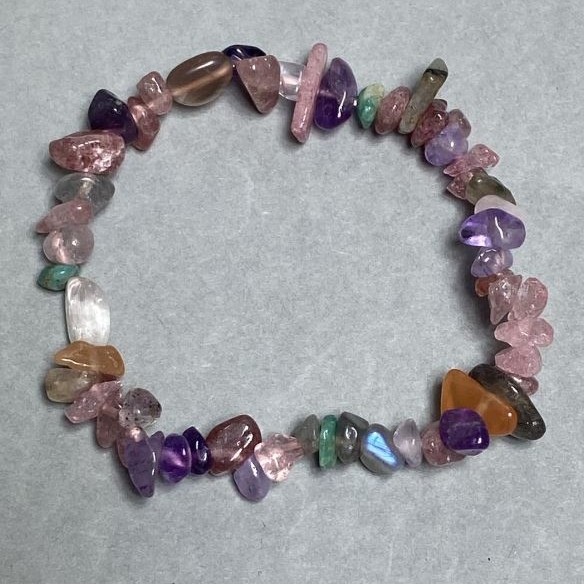 Bracelet Pink Quartz and Strawberry Quartz Amethyst Chip 7-12×2-5mm+-, length 18cm +- stretch