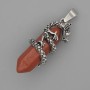 Pendant Red Jasper Hexagon with Dragon 35x15xmm+-, length 44mm+-
