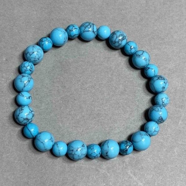 Turquoise bead bracelet smooth rounds 6–8 mm, length 18 cm stretch