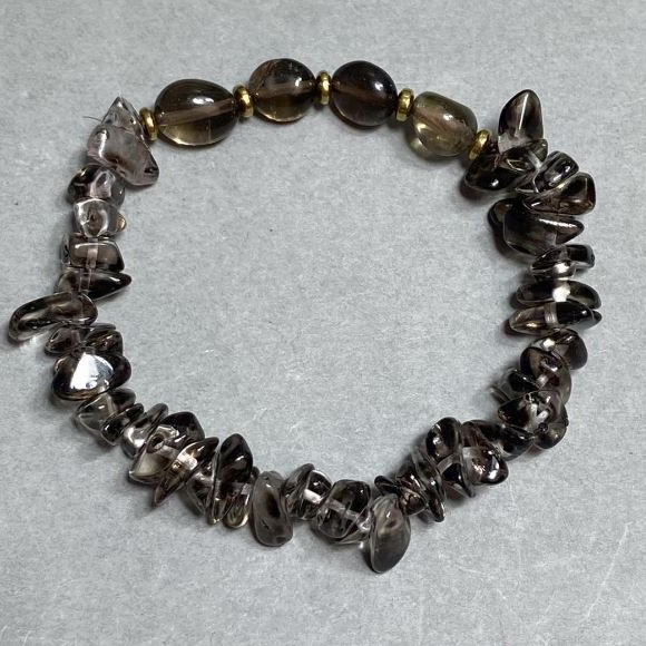 Rauchopal bracelet, faceted, 7-10x8mm+/- crystals, 9-13x3-5mm+/- chips, length 18cm +/- stretch