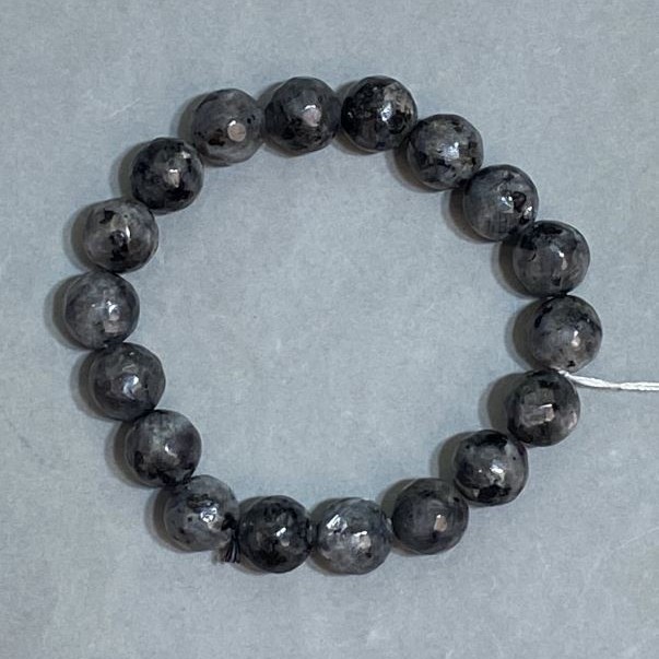 Labradorite Beaded Bracelet 10mm Faceted Beads, 18cm Stretch Length