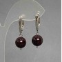 Garnet Bead Earrings, Smooth Round Balls 10 mm, Length 18 cm