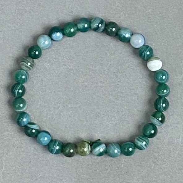 Agate Bead Bracelet, smooth round beads, diameter 6mm, length 18cm