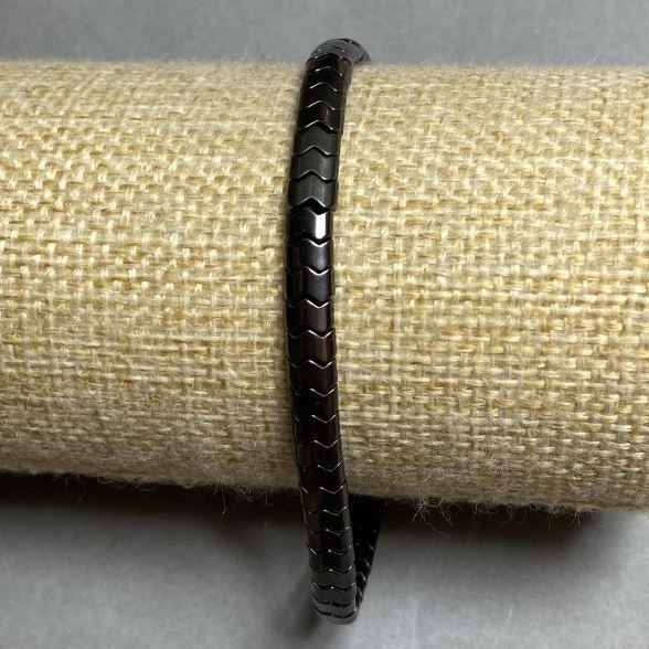 Hematite Bracelet Zigzag Wave, 5x4mm, stretchy 18 cm