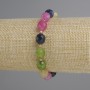 Tourmaline Beaded Bead Bracelet, Garnet-cut 10x9mm, 3mm+ seed beads, 18cm length stretch