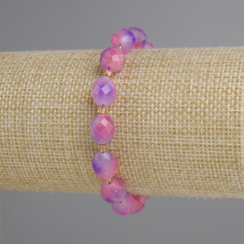 Tourmaline Bead Bracelet, faceted grain beads 10x9mm±, 3mm+ seed beads, length 18cm±, stretch