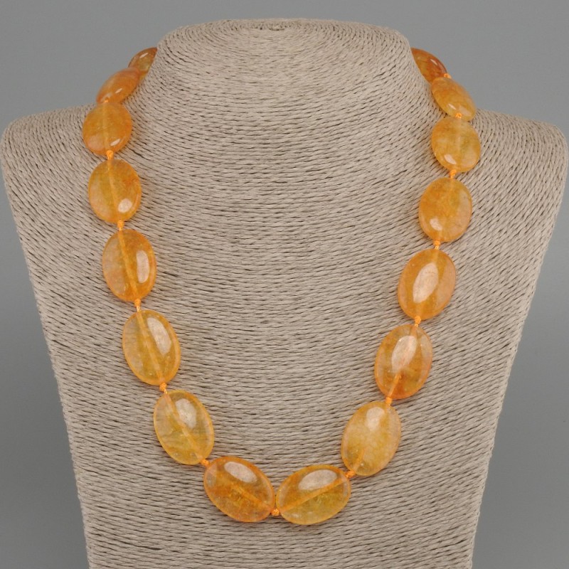 Citrine Necklace Oval, diameter 25x18mm±, length 50cm± with clasp