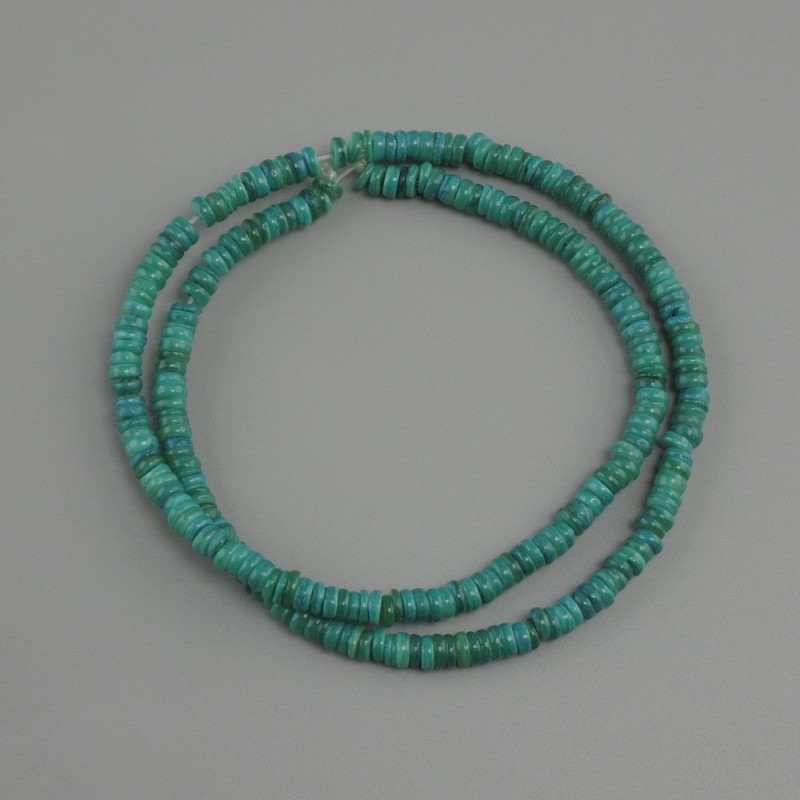 Abalone Shell Scarface Rondelle Beads, Ø 4×1.5–2 mm ±, length 38 cm ± on Fishing Thread
