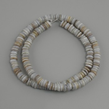 Shell Scarfa Rondelle Beads, Ø6×1.5-2 mm±, Length 39 cm± on nylon thread
