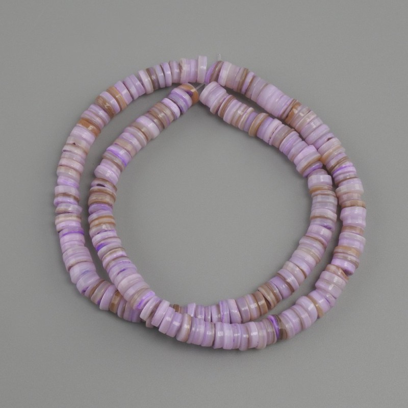 Scafarca shell Murano Rondelle Beads, 6x1.5–2 mm, 39 cm strand on beading wire