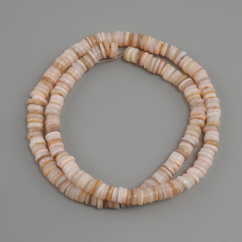 Abalone Shell Beads Scarva Rondelle, 6x1.5–2 mm, 39 cm long on thread