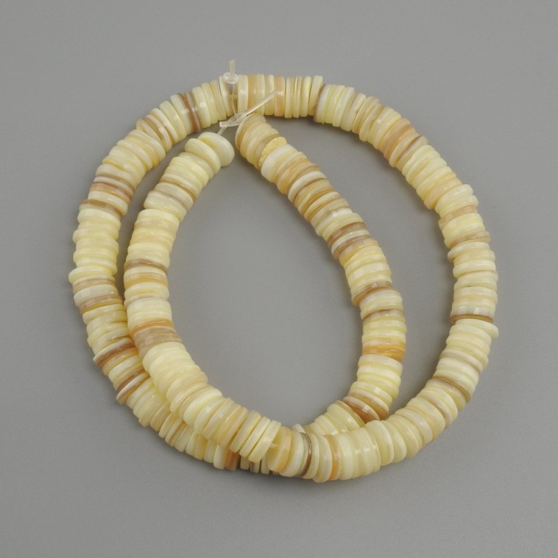 Shell Beads Scarface (Scafarca) Rondelle, diameter 8×1.5–2 mm, length 39 cm ± on a fishing line