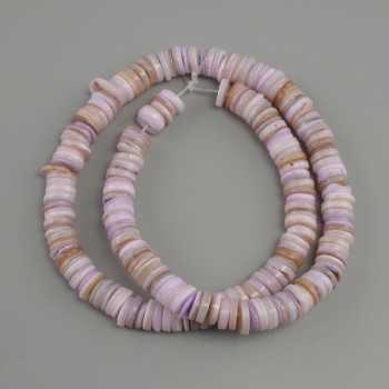Abalone Shell Beads Scarface Rondelle, diameter 8x1.5-2mm+-, thread length 39cm+- on fishing line
