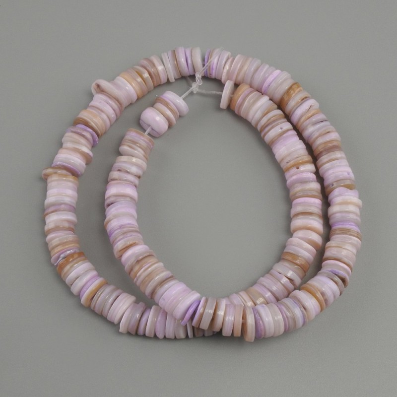 Abalone Shell Beads Scarface Rondelle, diameter 8x1.5-2mm+-, thread length 39cm+- on fishing line