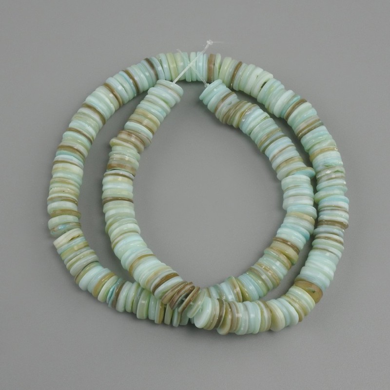 Scafarca shell rondelle beads, 8x2 mm, 5-2 mm+-, 39 cm+- thread length