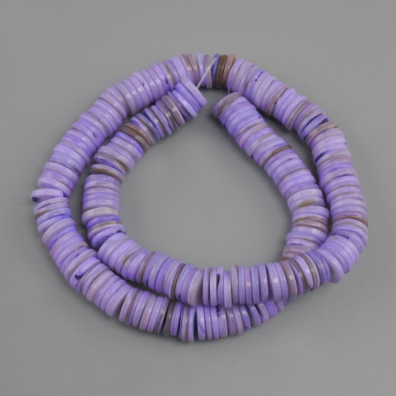Shell beads, Scarabka rondelle, diameter 10x1.5-2mm, ± 39cm length on fishing thread