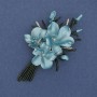 Brooch-pendant Flower Blue and Green Enamel 47x80mm± Gold-Toned Metal