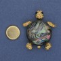 Brooch on magnet Turtle Chalcedony 40×34mm ± rhinestones golden metal