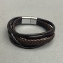 Men's bracelet brown eco-leather, 20 cm length ± silver metal clasp