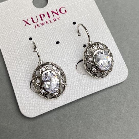 Xuping Earrings with White Stones 25×13mm± Rhodium