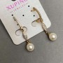 Xuping Earrings with Majorca Pearl and White Crystals, 43x8 mm ±, 18K Plating