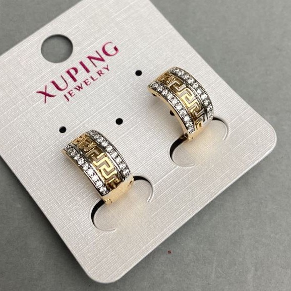Xuping Earrings with White Rhinestones 15x8mm+- Gold-Plated 18K