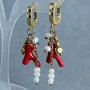 Earrings River Pearls 4x3mm+- Hematite Rectangle 4x4mm+- with metal pendant, length 50mm+