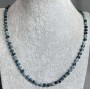 Indigo Turquoise Faceted Cube Beads Necklace 4x4mm, 50cm length, stretch
