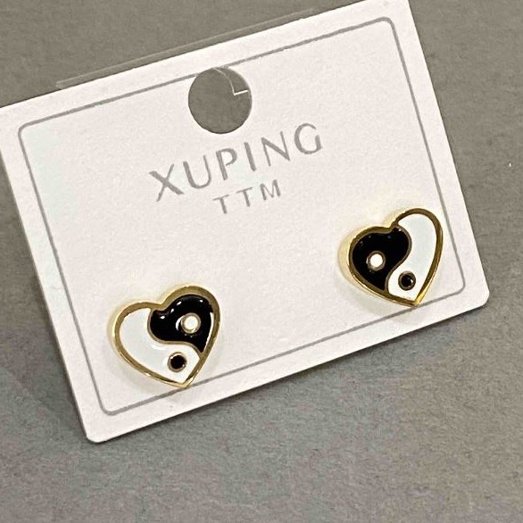 Xuping heart stud earrings, 10×9 mm diameter±, 18K gold-plated