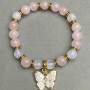 Bracelet Pink Quartz bead 8mm+- Moonstone faceted bead 8mm+- with a pendant, length 18cm+- stretch