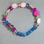 Bracelet Apatite faceted round bead, diameter 6mm+ — Mother-of-pearl coin 11mm+-, length 18cm+/- stretch