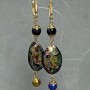 Earrings Haliotis 25x18 mm +- Agate Hematite bead 8 mm +- , length 78 mm +-