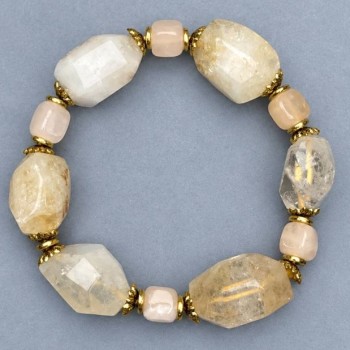 Bracelet Citrine faceted 20x15cm+-cube 7, 5mm+- length 18cm+- stretch
