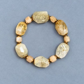 Bracelet Citrine faceted 20x15cm+-cube 7, 5mm+- length 18cm+- stretch