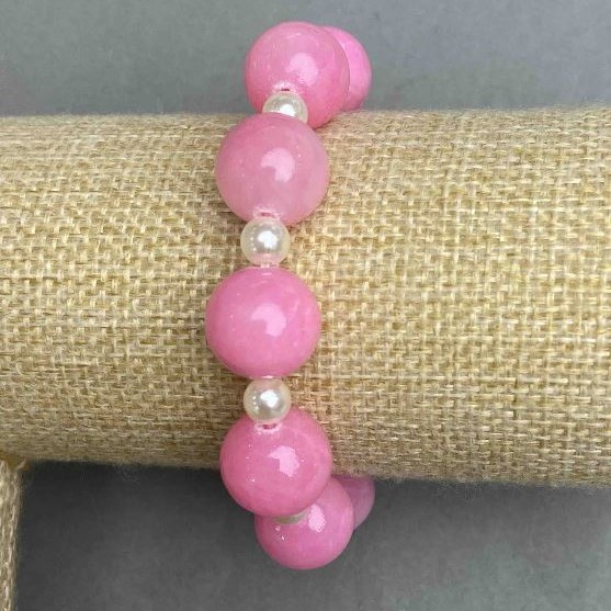 Bracelet Acrylic smooth bead 14cm+- 6mm+-, length 18cm+- stretch