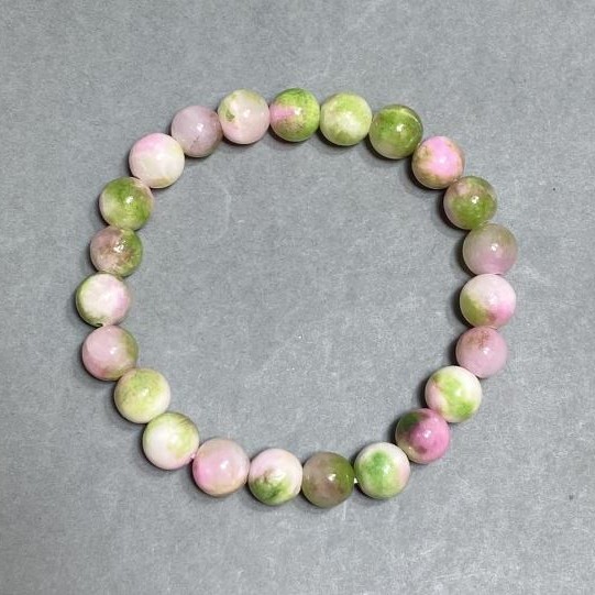 Variscite bracelet (acrylic) smooth round bead 8mm ±, length 18cm ± stretch