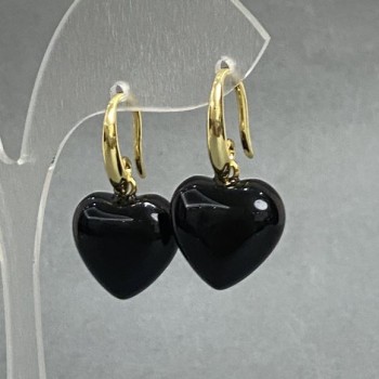 Earrings Agate Heart 15mm+-, length 28mm+-