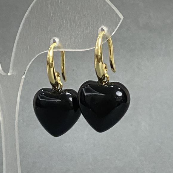 Earrings Agate Heart 15mm+-, length 28mm+-
