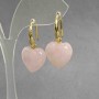 Earrings Rose Quartz heart 15mm +-, length 28mm +/-
