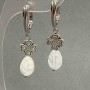Earrings Mother-of-Pearl leaf 11x8mm+- clover 10mm+-, length 40mm+-