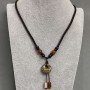 Pendant "Bagel" Jasper on a cord with Agate and Carnelian beads, length 65 cm