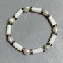 Pearl bracelet 7-9x7-8mm Hematite rondelle 6mm+- Mother-of-pearl cylinder 13x6mm+-, length 18cm stretch