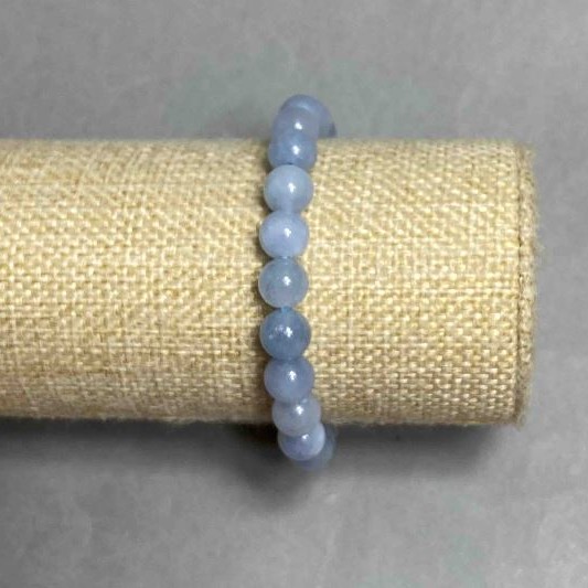 Aquamarine bracelet smooth bead, diameter 8.5 mm+-, length 18 cm+- stretch