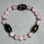 Bracelet Agate barrel 14x10mm± Pink Quartz round bead 8mm±, length 18cm± stretch