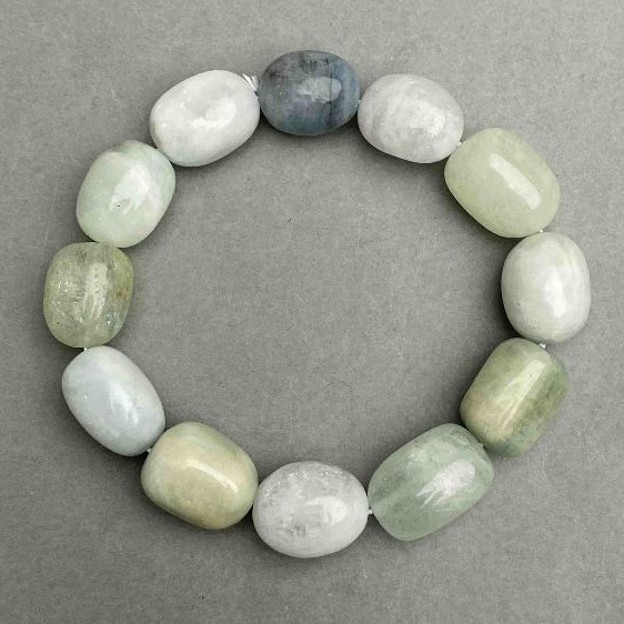 Morganite bracelet tumbled 15–18×12–13, 5mm±, length 18cm± stretch