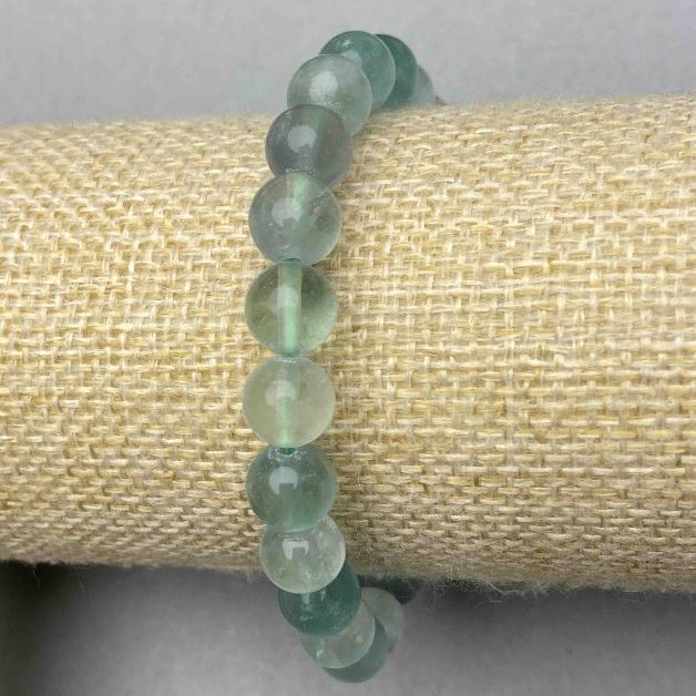 Fluorite bracelet smooth round bead 8mm+- with inserts, length 18cm+- stretch